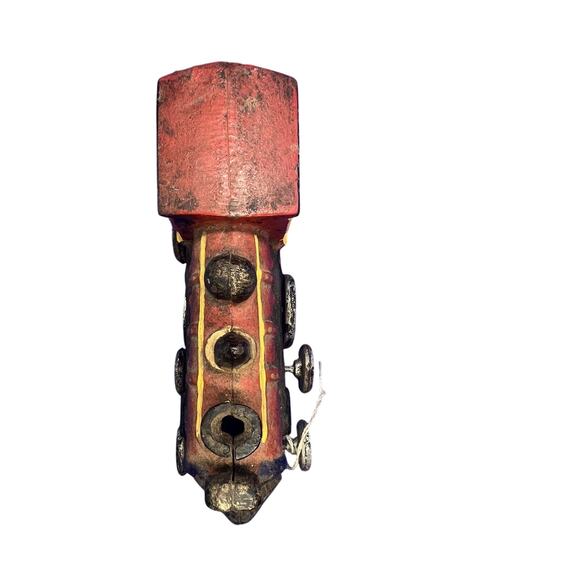 Vintage Cast Iron Locomotive Train Red Black Paint Antique Toy Train Engine - Picture 2 of 13